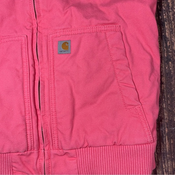 Carhartt Canvas Hooded Jacket Toddler Size S 7/8 Pink Sherpa Lined OJ9566-G - Picture 6 of 14